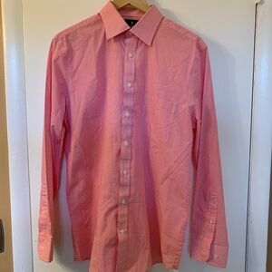 Stafford Men's Salmon Mini-Gingham Dress Shirt (Travel Easy Care)